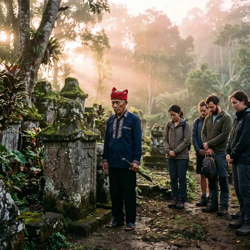 A Minahasan elder leads a moment of respect at the waruga