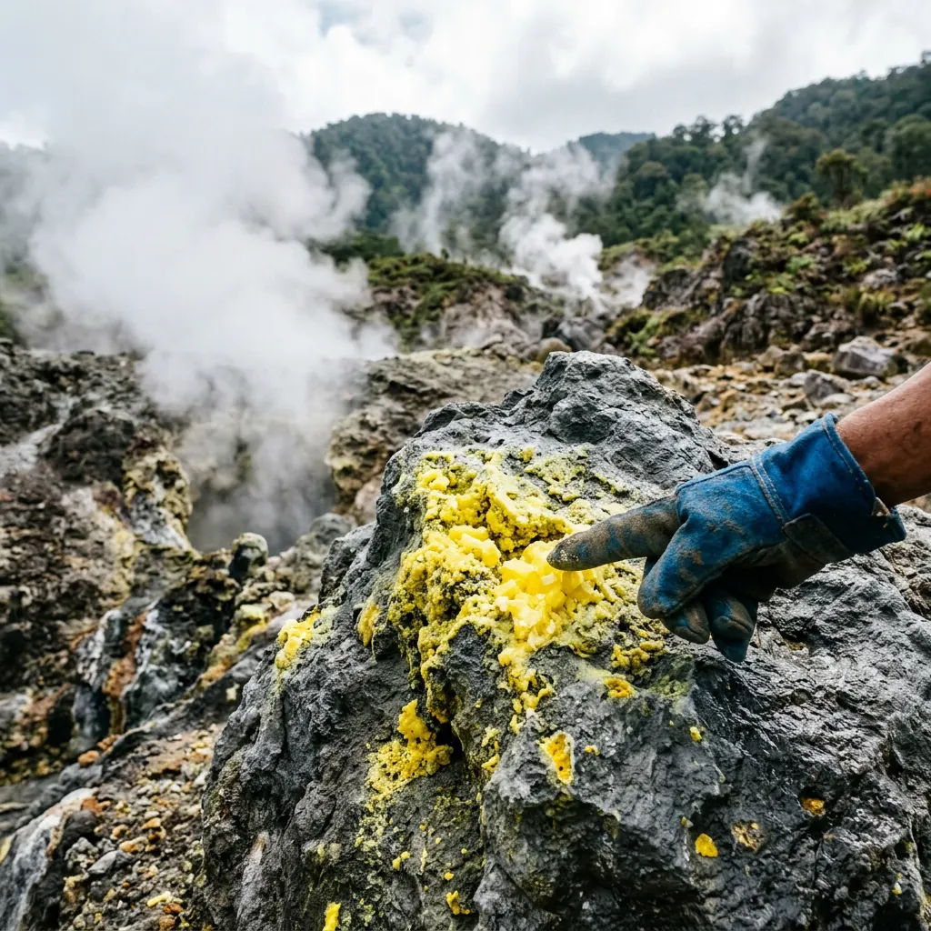 Sulphur crystals at the Lahendong vents
